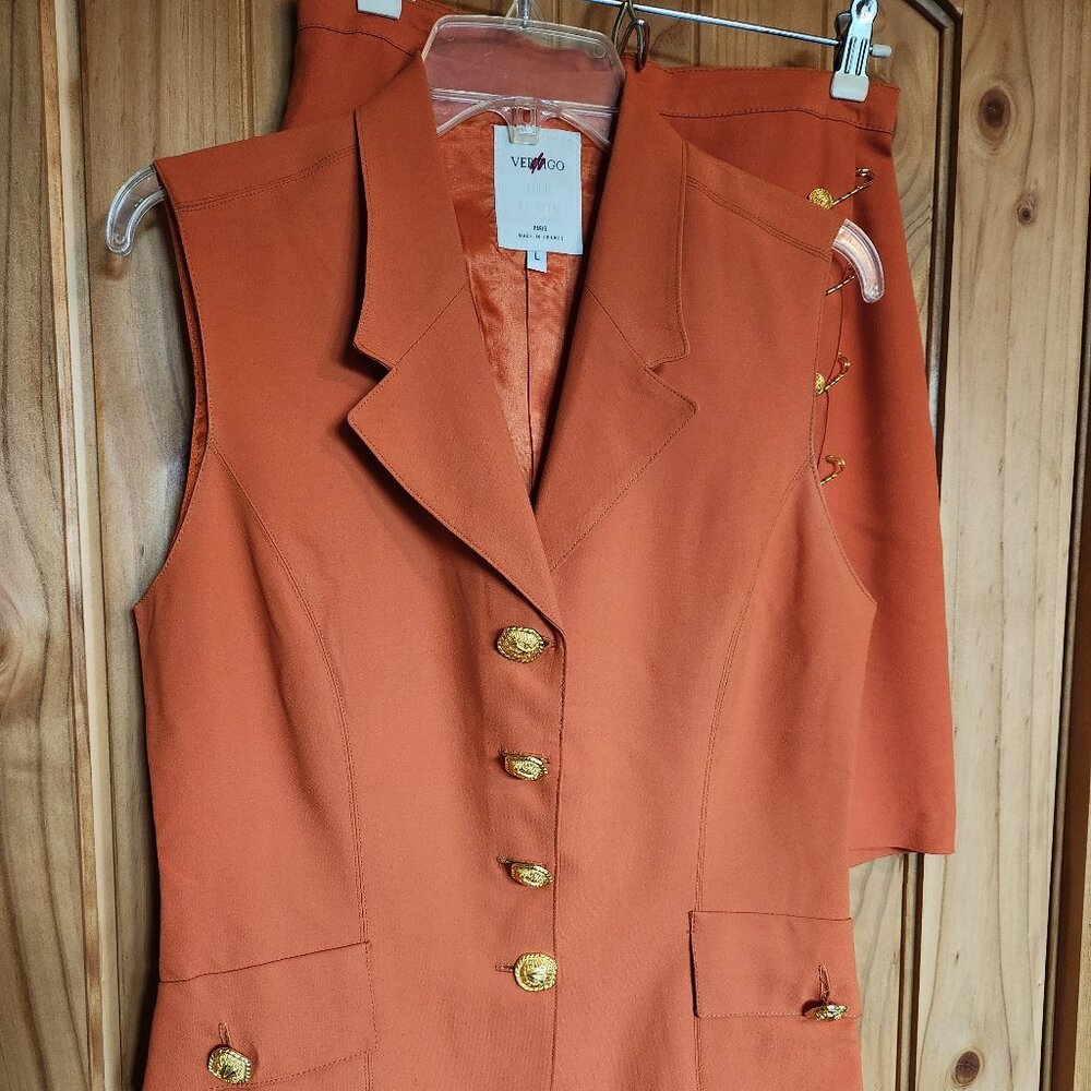 Vertigo Orange Sleeveless Suit, Size EU 40 (US 8)